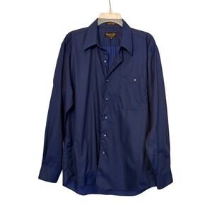 Roberto Villini Collezione Deep Blue Button Up Dress Shirt 100% Cotton 16 34/35